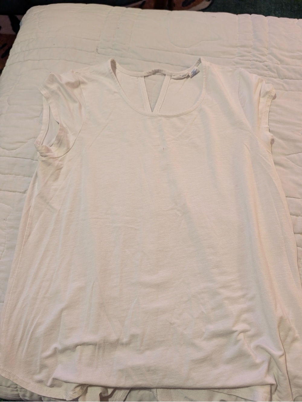 Women's Cream Short Sleeve Scoop Neck Top
